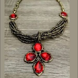 Oscar De La Renta unsigned red drop necklace